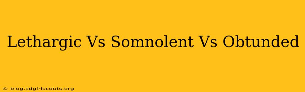 Lethargic Vs Somnolent Vs Obtunded
