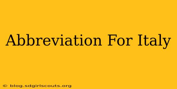 Abbreviation For Italy