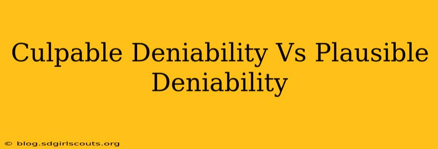 Culpable Deniability Vs Plausible Deniability