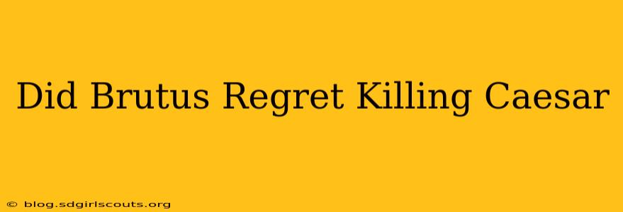 Did Brutus Regret Killing Caesar