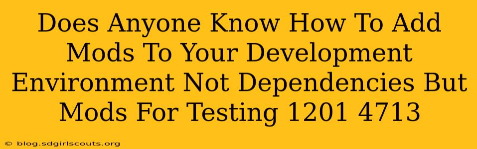 Does Anyone Know How To Add Mods To Your Development Environment Not Dependencies But Mods For Testing 1201 4713