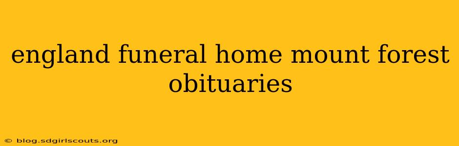 england funeral home mount forest obituaries