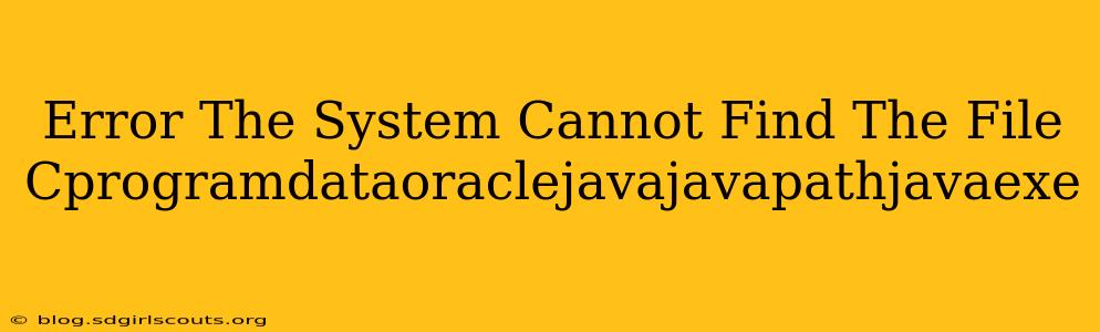 Error The System Cannot Find The File Cprogramdataoraclejavajavapathjavaexe
