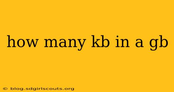 how many kb in a gb