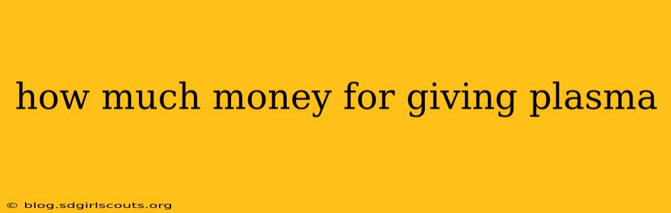 how much money for giving plasma