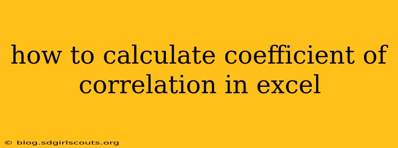 how to calculate coefficient of correlation in excel