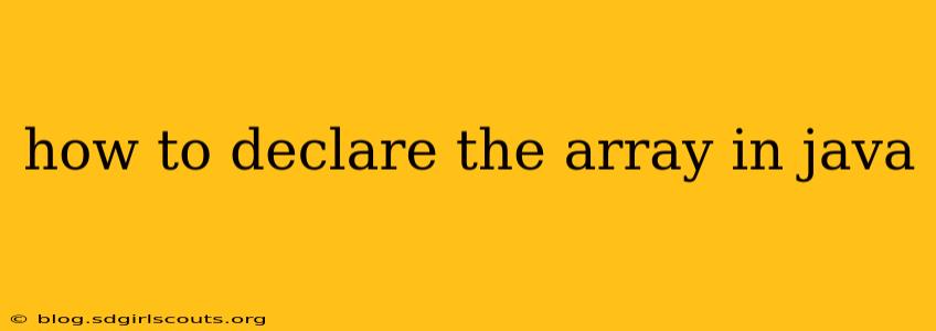 how to declare the array in java