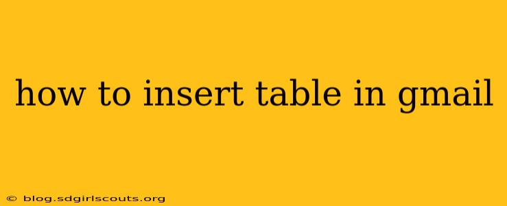 how to insert table in gmail