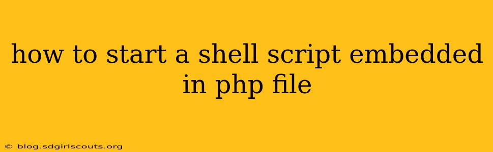 how to start a shell script embedded in php file