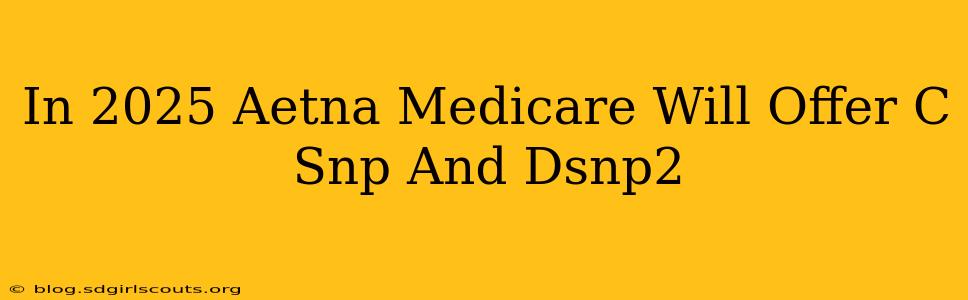 In 2025 Aetna Medicare Will Offer C Snp And Dsnp2