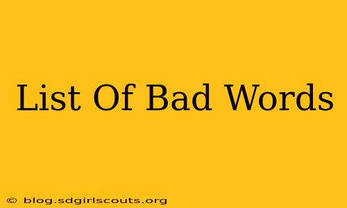 List Of Bad Words