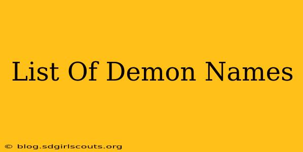 List Of Demon Names