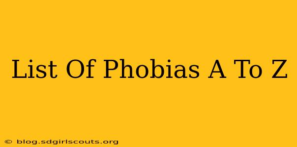 List Of Phobias A To Z