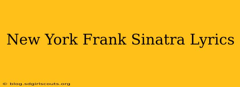 New York Frank Sinatra Lyrics