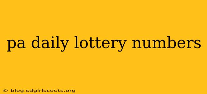 pa daily lottery numbers