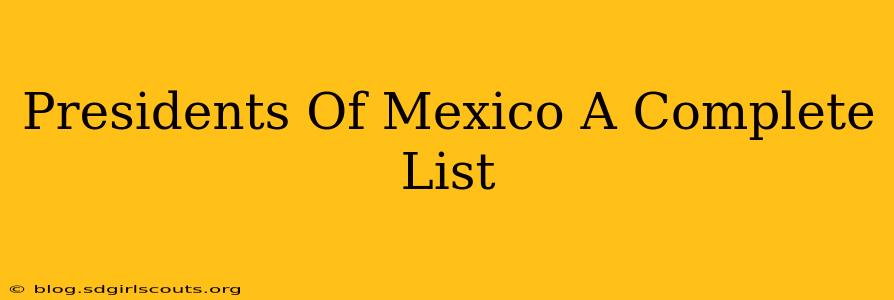 Presidents Of Mexico A Complete List