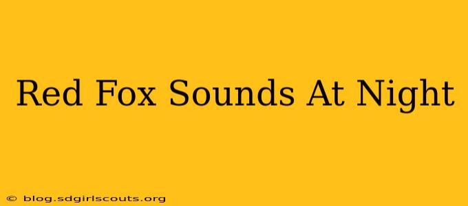 Red Fox Sounds At Night
