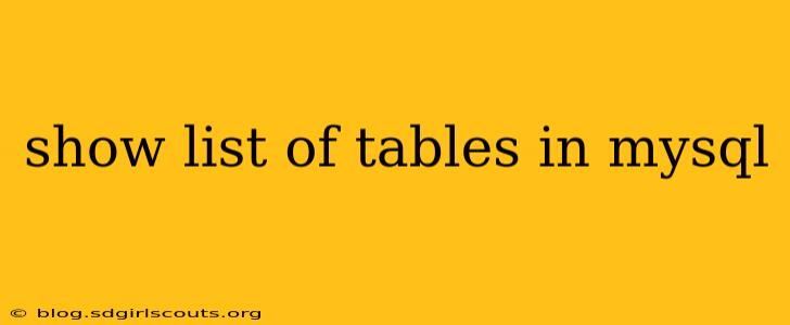 show list of tables in mysql