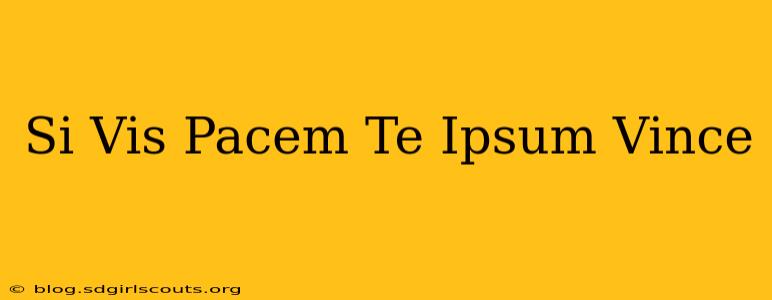 Si Vis Pacem Te Ipsum Vince