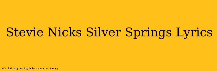 Stevie Nicks Silver Springs Lyrics