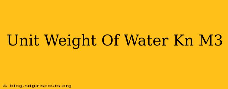Unit Weight Of Water Kn M3
