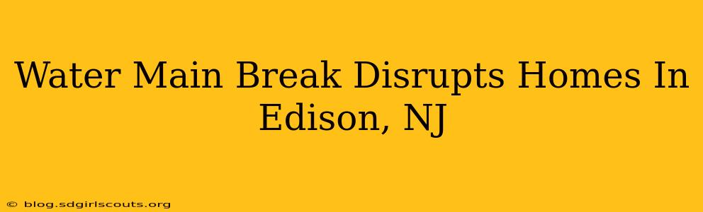 Water Main Break Disrupts Homes In Edison, NJ