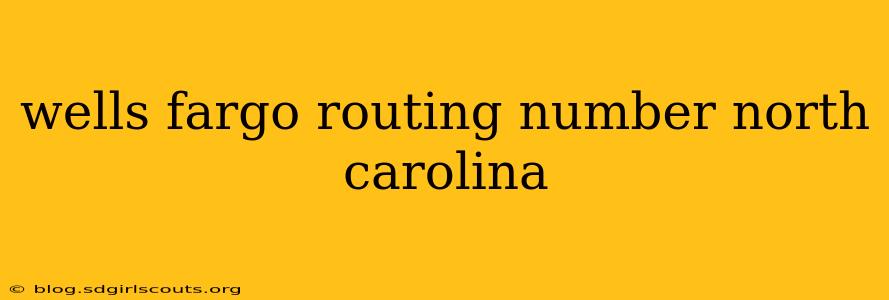 wells fargo routing number north carolina