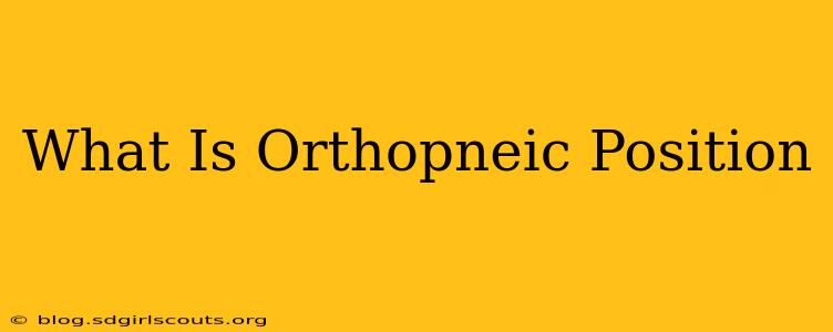 What Is Orthopneic Position