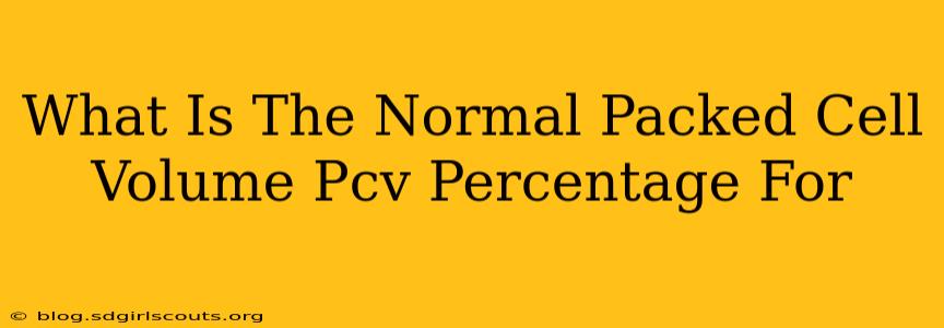 What Is The Normal Packed Cell Volume Pcv Percentage For
