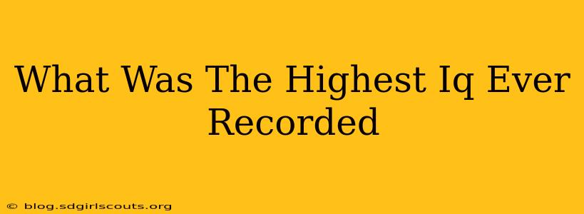 What Was The Highest Iq Ever Recorded