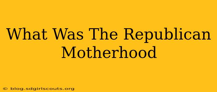 What Was The Republican Motherhood