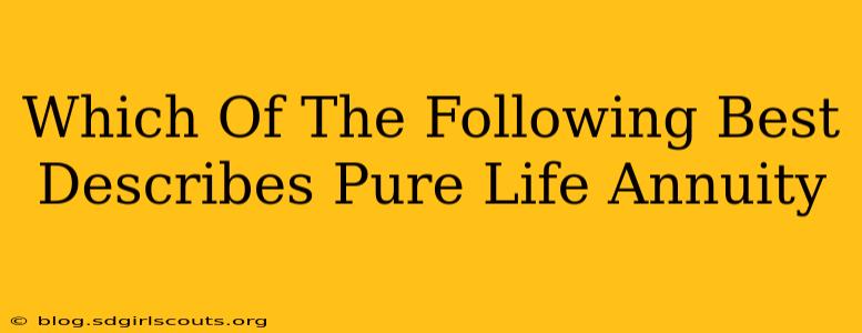 Which Of The Following Best Describes Pure Life Annuity